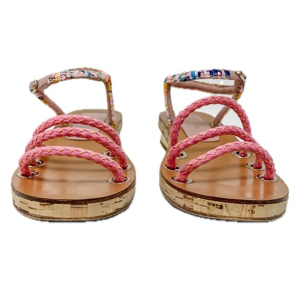 Chanel 2017 Fisherman Sandals Rope Tweed Cork Gold CC Label Plate Size 39.5 - Picture 4 of 15